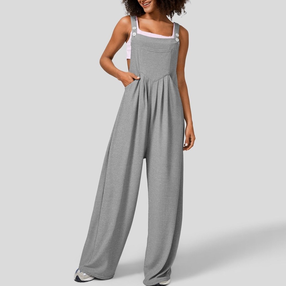 Halara Adj Button Straps Multiple Pockets Waffle Jumpsuit Large